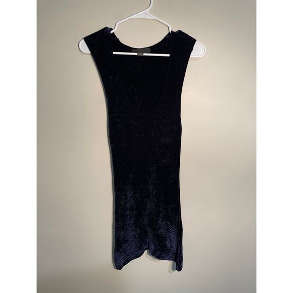 Alexander Wang Navy Blue Velvet Knit Sleeveless Tunic Top‎ One Size - Picture 1 of 9